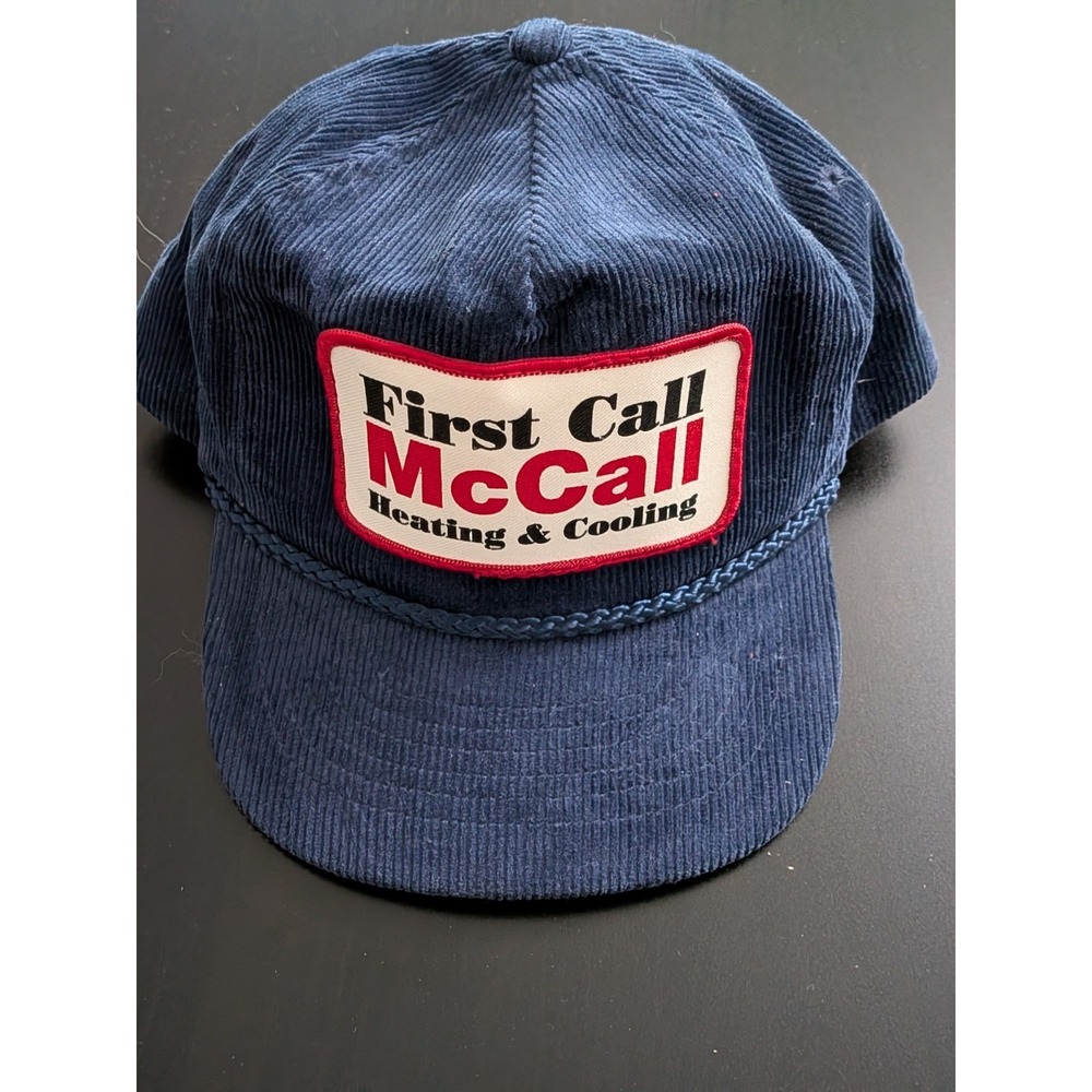 First Call McCall Heating & Cooling‎ Snapback Trucker Hat Blue Corduroy OSFM
